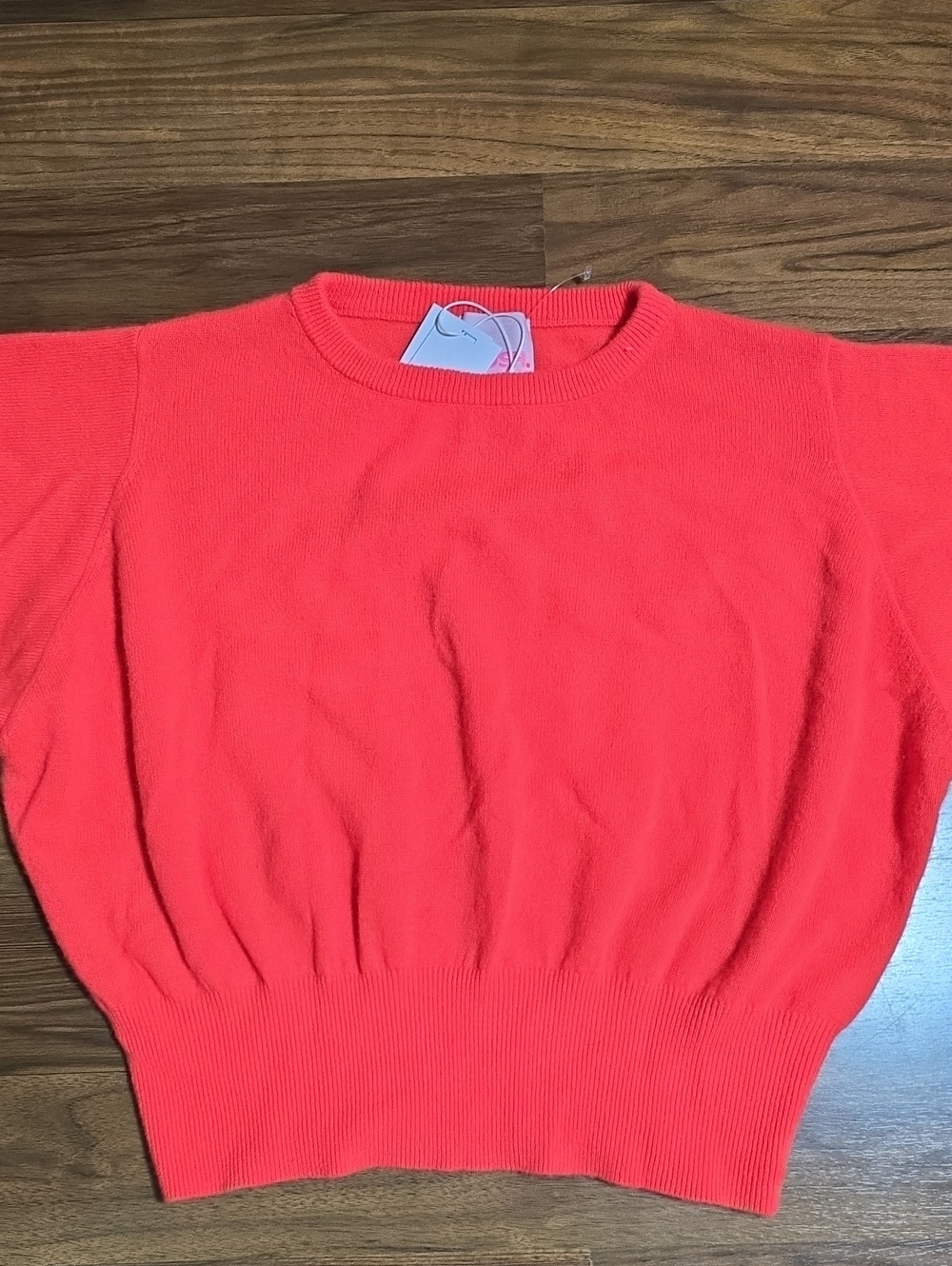 CRUSH Cashmere Prague Balloon Sleeve Sweater Neon Bright Coral/Orange